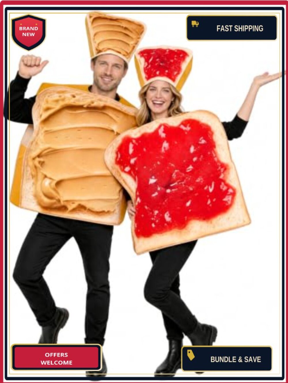 Peanut Butter Jelly Costume Adult Couples Halloween Matching Set